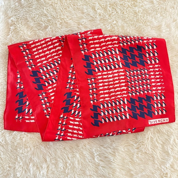 Vintage Givenchy Scarf - 64” Red White & Blue - Picture 3 of 6